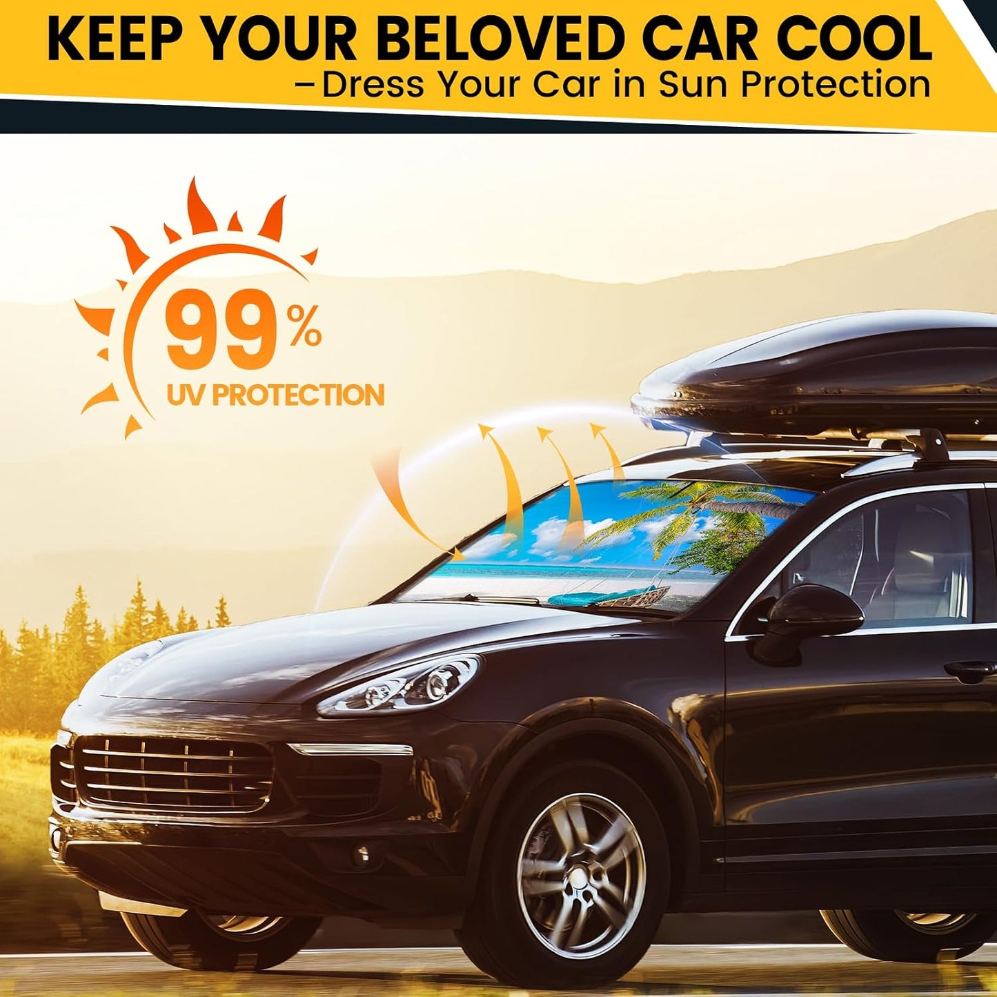 Car Windshield Sun Shade - Foldable Car Sun Shade Windshield for Front Window, Reflector Sunshade Offers Ultimate Protection for Cars Interior (55.2 x 31.5 in)