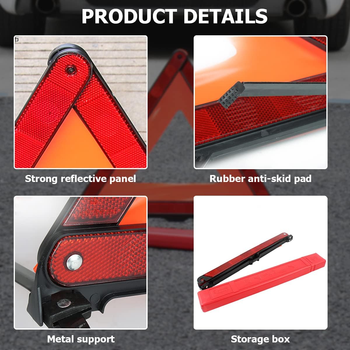 Warning Triangles, Foldable Car Road Warning Reflective Triangles, Emergency Triangle for Vehicles Breakdown, Slow Moving Vehicle Triangle Reflector Safety Triangle Kit