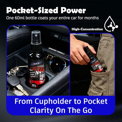Glass Coating Spray for Car Windshield - Long-Lasting Hydrophobic Protection, Prevent Fogging, UV Shield - Improves Visibility in Rain & Snow - Easy to Apply