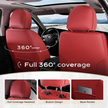 Coverado Seat Covers Full Set, Black Seat Covers for Cars 5 Seats, Car Seat Protector, Waterproof Nappa Leather Car Seat Cushion, Front and Rear Car Seat Cover Fit for Most Sedans SUV Pick-up Truck - Colors B