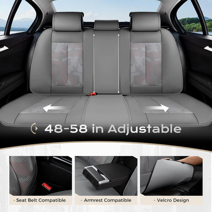 Coverado Seat Covers Full Set, Black Seat Covers for Cars 5 Seats, Car Seat Protector, Waterproof Nappa Leather Car Seat Cushion, Front and Rear Car Seat Cover Fit for Most Sedans SUV Pick-up Truck - Colors B