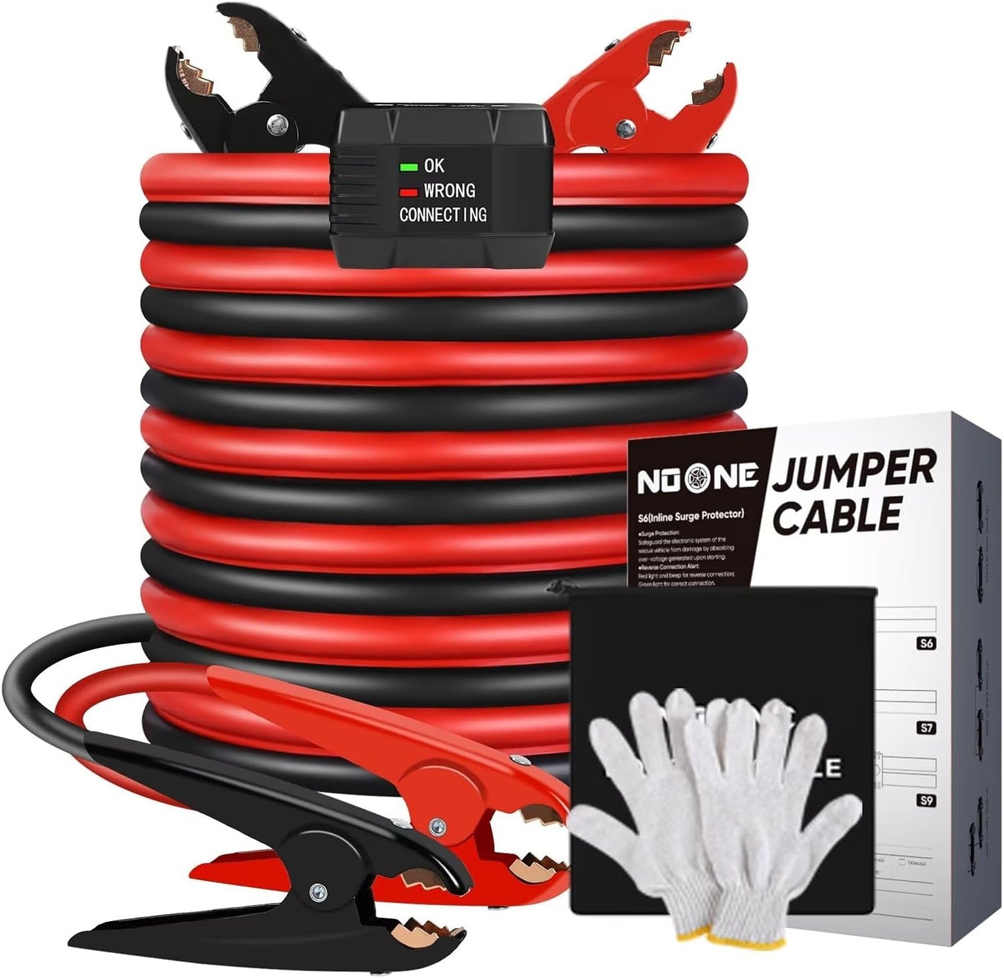 NOONE Jumper Cables for Car Battery, Heavy Duty Automotive Booster Cables for Jump Starting Dead or Weak Batteries (10-Feet)