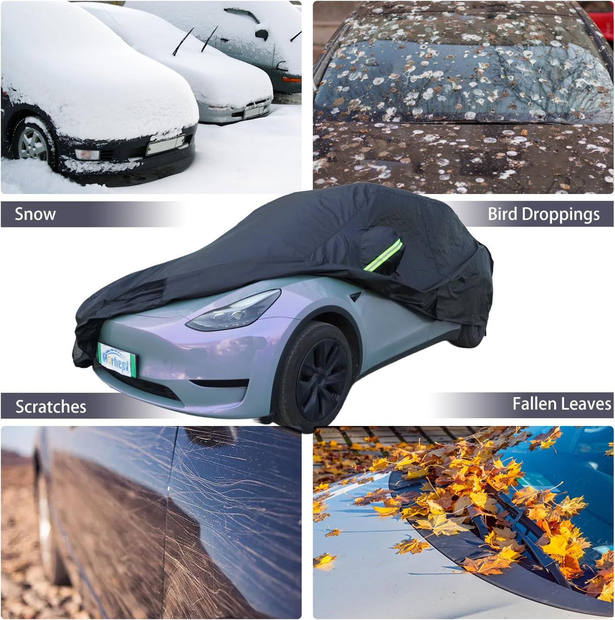 Car Cover Waterproof All Weather for Automobiles, Outdoor Full Exterior Covers for Sedan Black(Suggest Car Length from 194"-208")