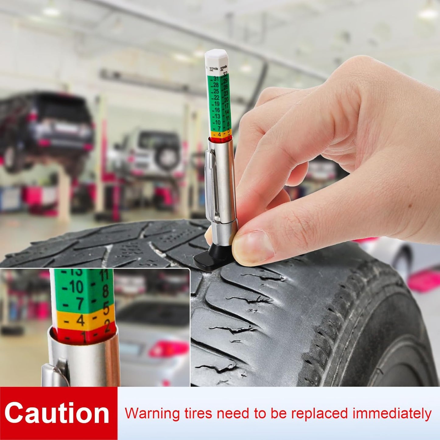 Yarlung 50 Pack Tire Tread Depth Gauge, Color Coded 32nds Accurate Measurement Tools, Tire Depth Gauge with Pocket Clip in 1/32 Inch Increments for Car, Semi Truck Tire Tread Check