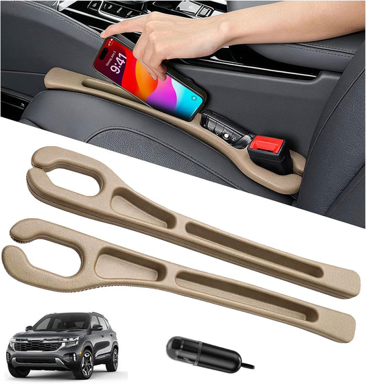 Car Seat Gap Filler Organizer 2Pack,Car Accessories with Safety Hammer,2 in 1 No Drop Seat Guard with Storage Slot for Phone,Keys,Universal Interior Gap Filler for Cars SUV Truck,Red