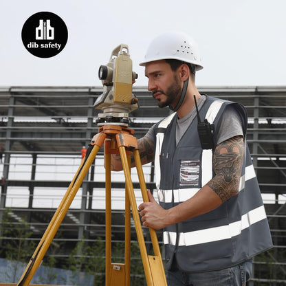Dib Safety Reflective Safety Vest for Men Women, High Visibility Vest with Pockets and Zipper, ANSI Class 2