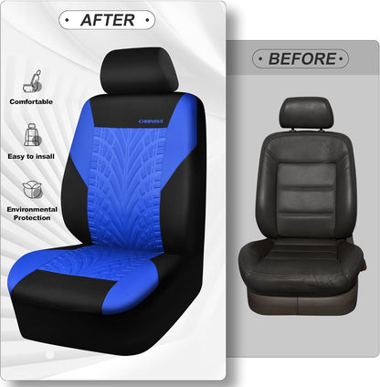 CAR PASS Car Seat Covers Full Sets, Front & Split Rear Bench for Car, 3D Tyre Embossed Automotive Interior Covers, Airbag Compatible, Quick Setup Universal Fit Seat Covers for Car, SUV(Charcoal)