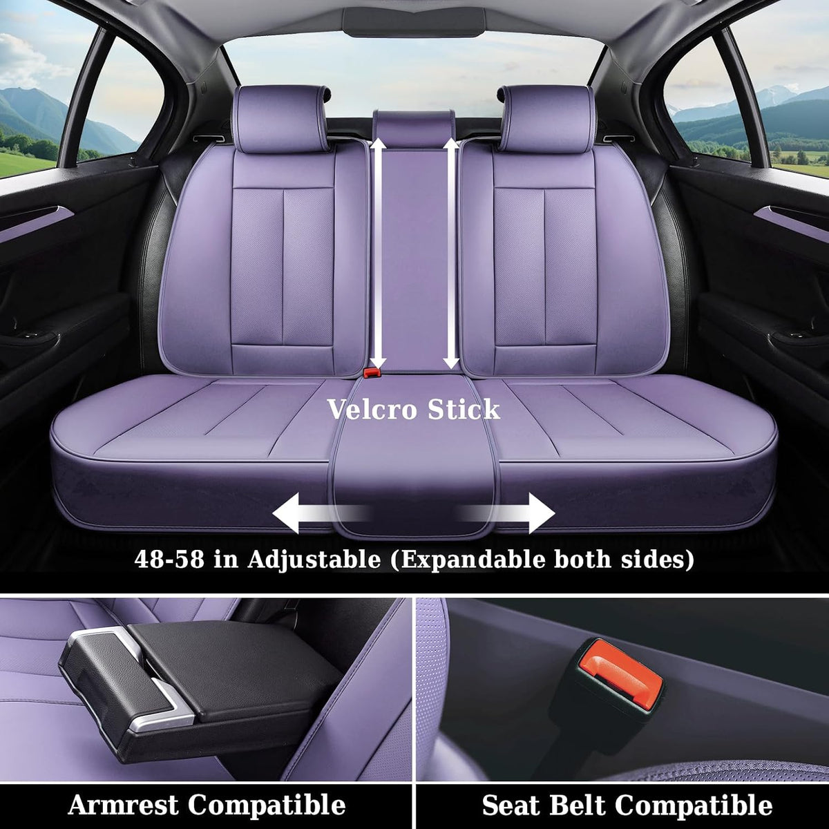 Coverado Seat Covers Full Set, Black Seat Covers for Cars 5 Seats, Car Seat Protector, Waterproof Nappa Leather Car Seat Cushion, Front and Rear Car Seat Cover Fit for Most Sedans SUV Pick-up Truck - Colors B