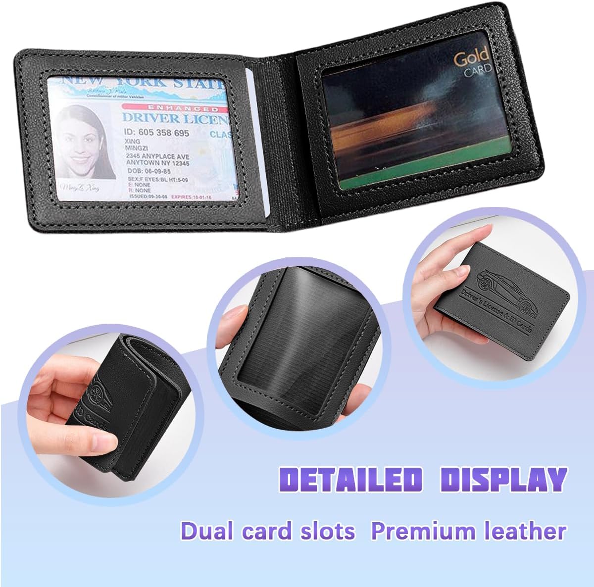 Car Registration Insurance Holder, Vehicle Document Glove Box Organizer, Small Automotive Interior Comparment Driver License Case Accessories for Men Women, Universal Fit (Red)