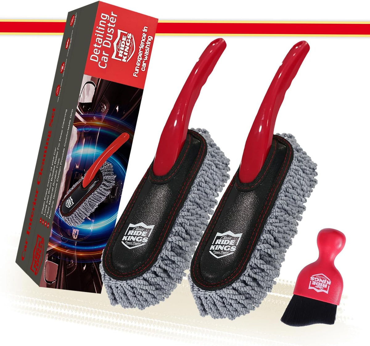 Car Detailing Kit - 3 Packs: Car Duster, Interior Cleaning Brush, Microfiber Towels | Detail Tools