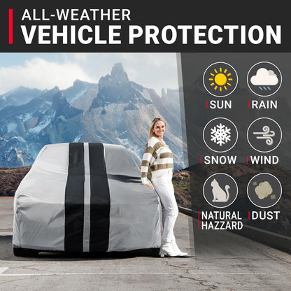 iCarCover 15-Layer Car Cover Waterproof All Weather | Premium Quality Car Covers for Automobiles, UV Protection, El Camino, Impala, Bel Air, Monte Carlo, Galaxie, Charger, Size C21 (See Size Chart) - Colors A