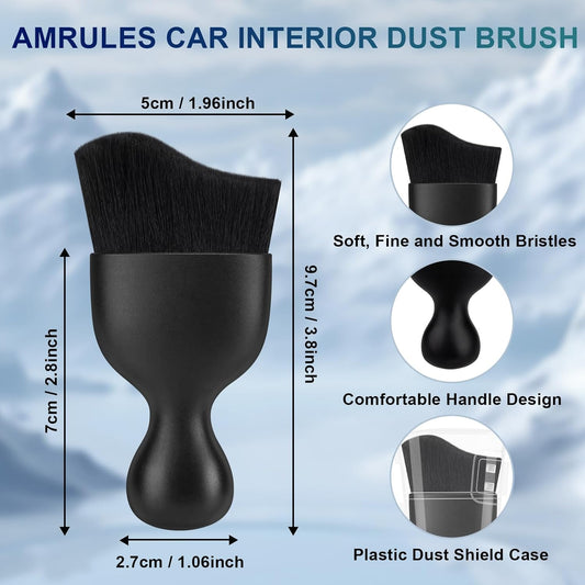 Amrules 2PCS Car Interior Detailing Brush, Auto Car Detailing Brush Dusting Brush, Soft Bristles Car Interior Cleaning Tool for Dashboard Interior, Exterior, Skylight, Leather, Dust Brush, Brown