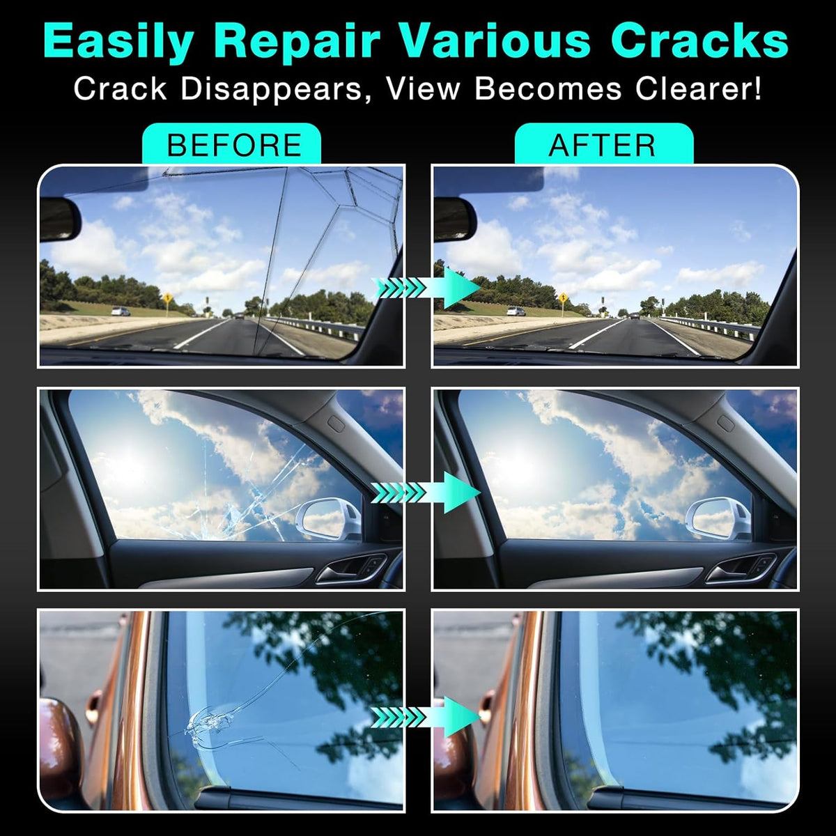 Windshield Repair Kit - 2026 Latest Upgrade Nano Glass Crack Repair Kit, Glass Repair Liquid for Quick Fix Windshields, Windows, Mirrors (1 Set)