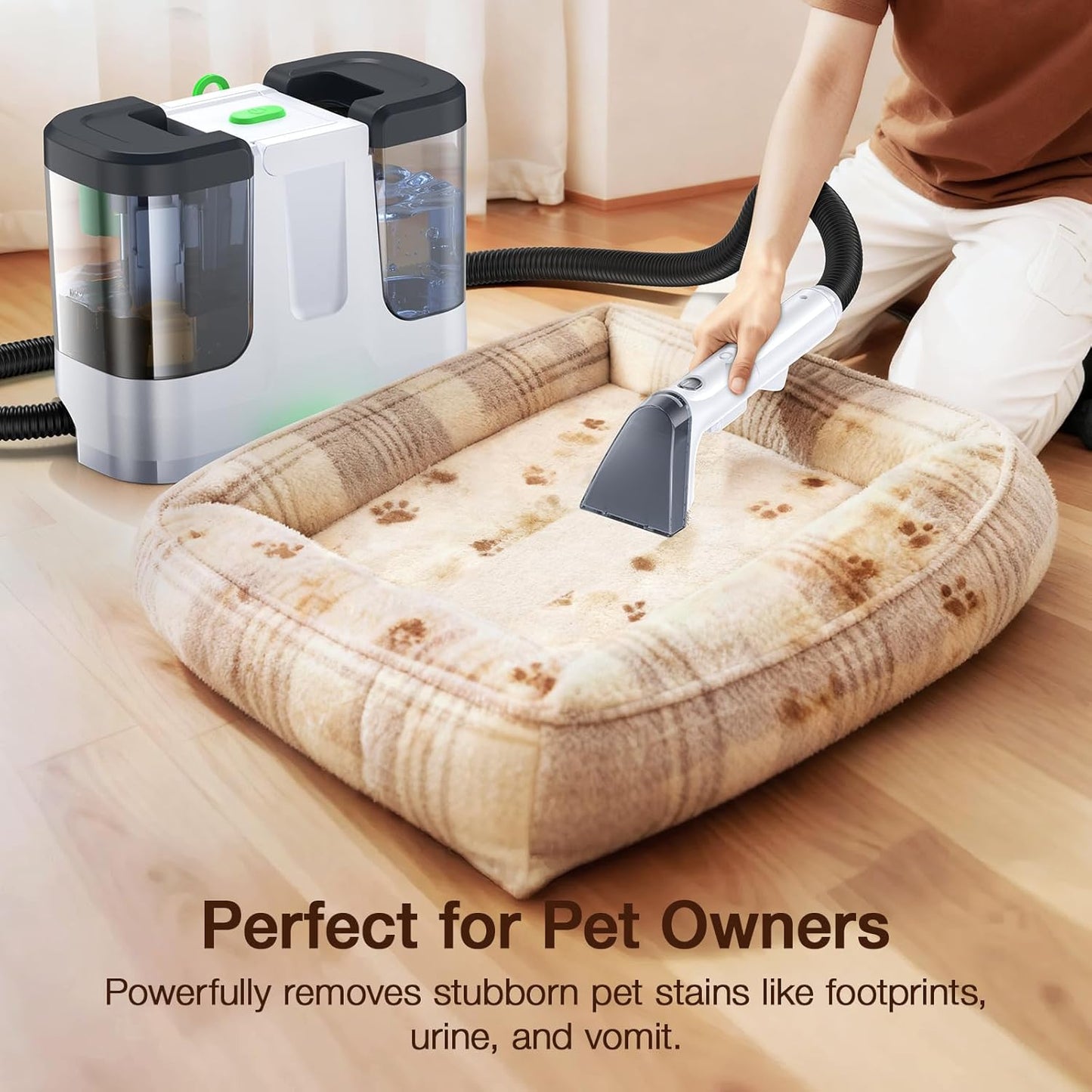 Portable Carpet & Upholstery Cleaner, 18Kpa Carpet Cleaner Machine for Deep Stain Removal, Spot Cleaner for Pet Accidents, Area Rugs, Stairs, Car Upholstery & Couches, Includes Tools & Self-Cleaning