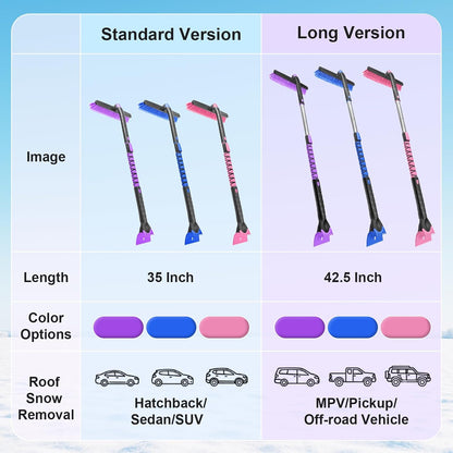 HEEYA 48 Inch Long Snow Brush for SUV, Extendable Ice Scraper and Brush with Foam Grip, 360° Pivoting Snow Car Brush for Truck Auto RV Vehicle Windshield Window - Pink