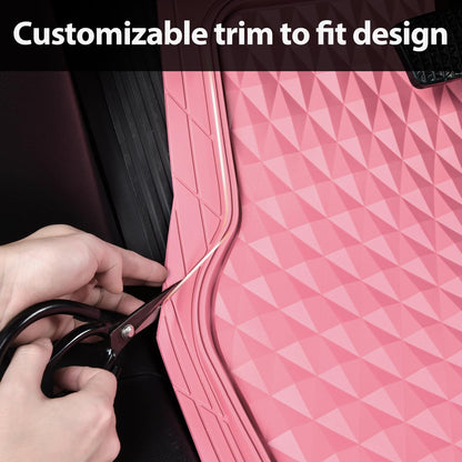 CAR PASS Heavy Duty Rubber Car Mats, Deep Dish All-Weather Floor Mat for Car Full Set Durable Anti-Slip 3D Rhombus Waterproof Trim to Fit Liner Universal Fit Automotive,Sedan,SUV,Truck, 3 Piece Black