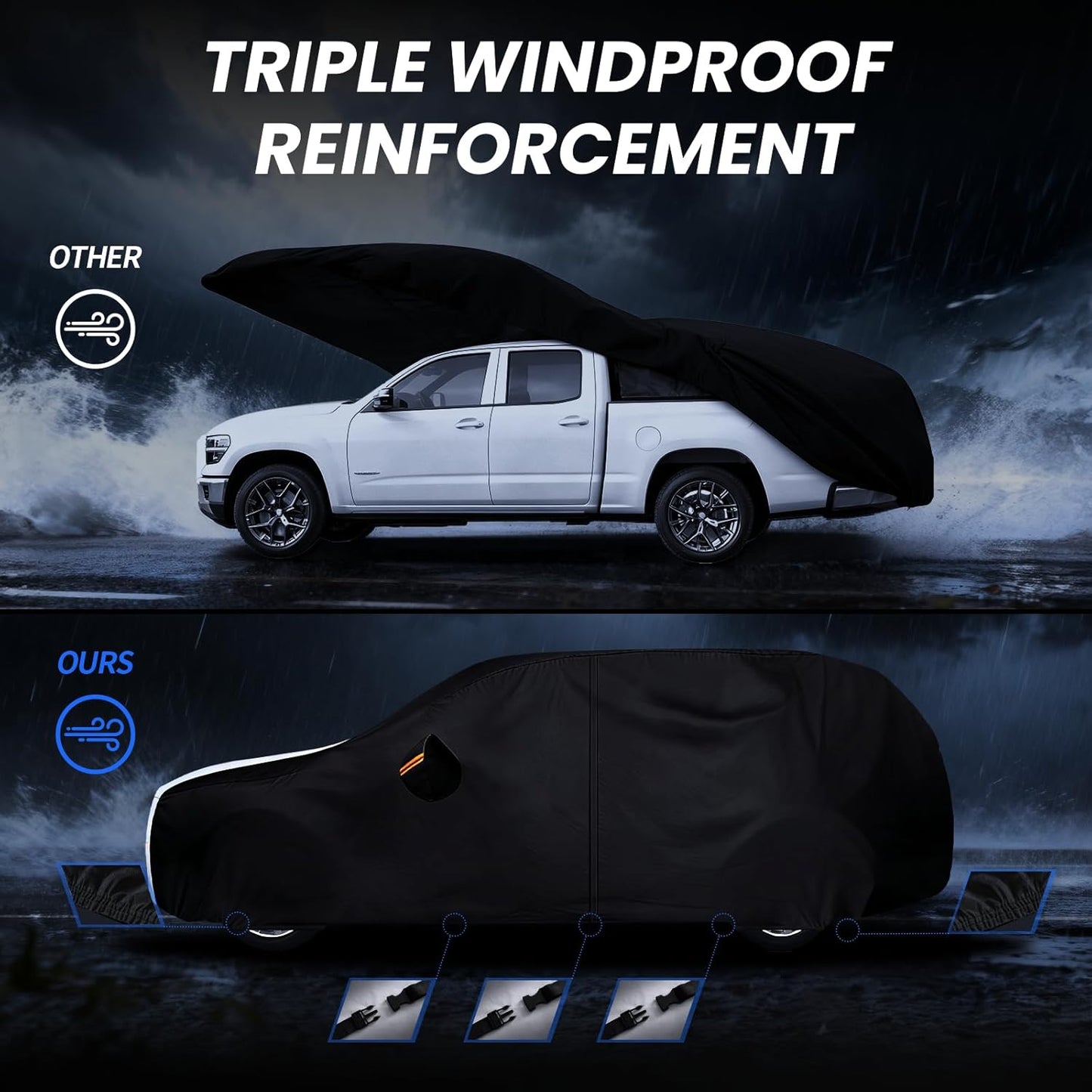 Large SUV Car Cover for Chevy Suburban 100% Waterproof All Weather, Heavy Duty Outdoor Full Exterior Covers Rain Sun Wind UV Protection. - Colors C