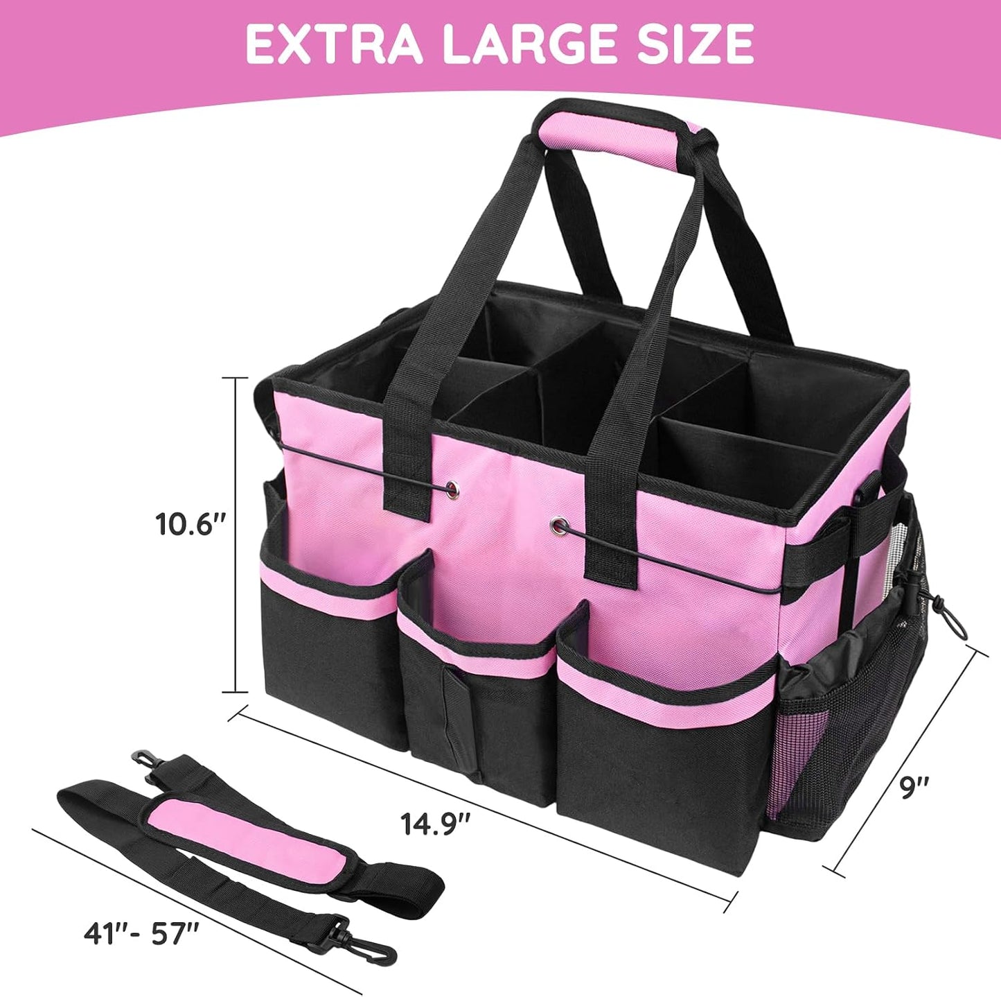 ZKOO Cleaning Bag Cleaning Caddy Organizer, Wearable Cleaning Caddy with Waist & Handles for Cleaning Tool Organizers, Extra-Large Cleaning Caddy Bag Adjustable Compartments for Housekeeping,Gardening