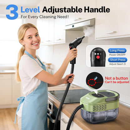 ODSD Steam Cleaner for Home & Car, 3-Level Adjustable Steamer for Cleaning, 15s Heat-Up & 1.6L Large Tank, Handheld Steam Cleaner for Car Detailing, Home, Tile, Grout,Furniture with 15pcs Accessories
