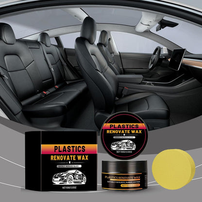 Advanced Plastic Restorer Paste for Cars - 3.5oz Scratch Repair & Cleaner, Long-Lasting Ceramic Coating for Interior & Exterior Trim, Dashboard, Bumpers - Revives Faded Black Plastic, Non-Greasy