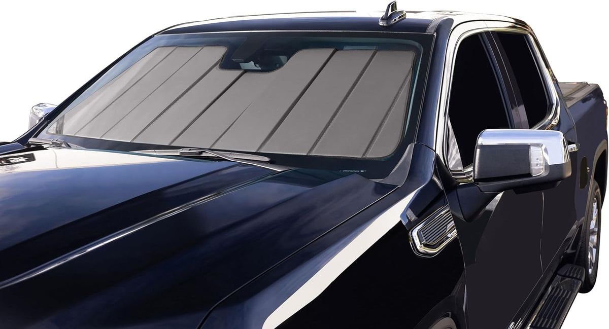 Covercraft UVS100 Custom Sunscreen for 2014-19 Silverado/Sierra 1500 (2019 Classic) & 2015-19 2500/3500 Without Lane Departure Warning System - Silver