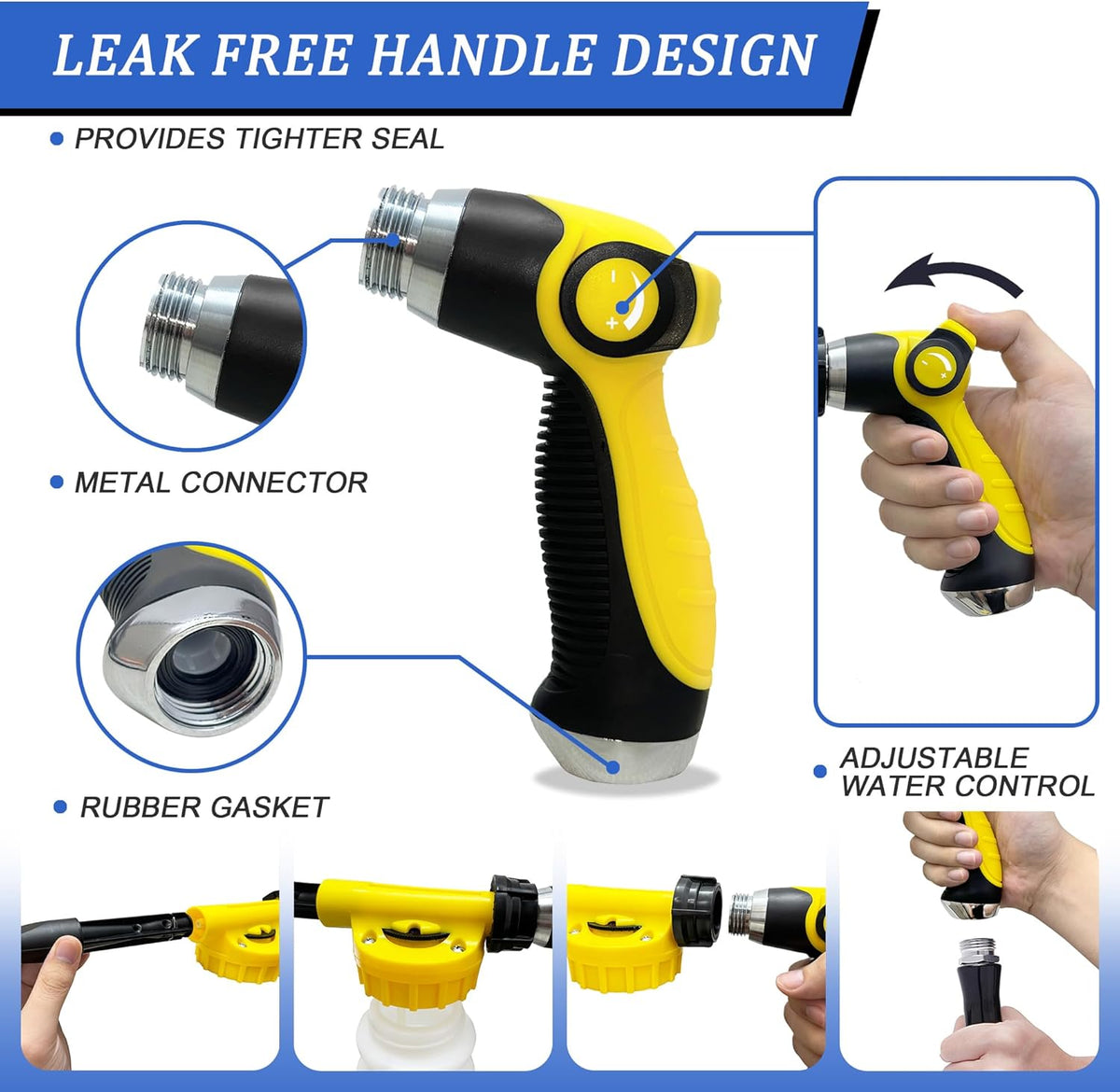 Foam Gun Car Wash Sprayer + Washing Sponge & Absorbent Towel, Hose Nozzle Foam Cannon Car Washing Kit, for Garden Cleaning, Pet Showering (Blue)