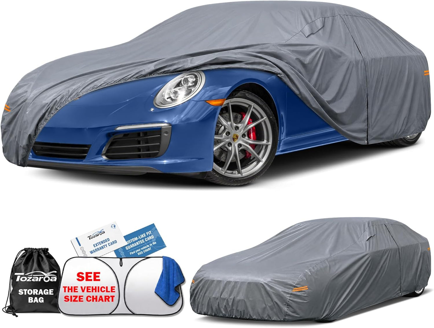 SUV Cover Waterproof All-Weather,Outdoor Full Exterior Automobiles SUV(Length 182-190 inch) with Windshield Sun Shade Universal Fit Toyota RAV4,CRV,Model Y,Q5,Size S2 (See SizeChart)