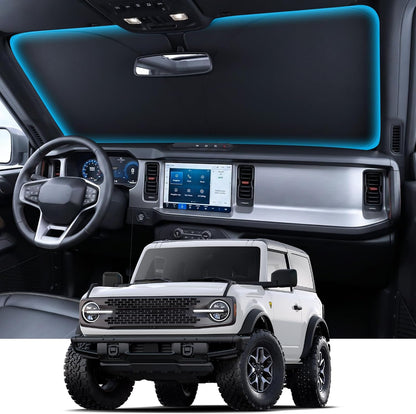 Wigoo Tesla New Model Y Accessories Windshield Sunshade [OEM Design, 100% Sun Blockage] Foldable Heat Insulation Sunshade with Storage Bag, for Model Y 2020~2026 (Juniper), Silver Coating - Colors B