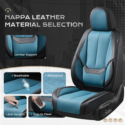 Coverado Seat Covers Full Set, Black Seat Covers for Cars 5 Seats, Car Seat Protector, Waterproof Nappa Leather Car Seat Cushion, Front and Rear Car Seat Cover Fit for Most Sedans SUV Pick-up Truck - Colors A