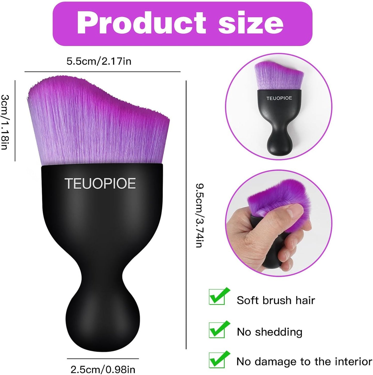 Car Interior Cleaning Brush, Car Duster Interior,Car Detailing Brush Dusting Brush,Car Interior Cleaning Tool, Auto Soft Hair Car Brush,Auto Interior Dust Brush for Air Vents(Brown)