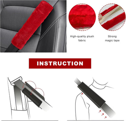 Sun Walker 2PCS Seat Belt Shoulder Pads, Fluffy Soft Plush Auto Seat Belt Pads for Protecting Your Neck & Shoulder, Comfortable Seatbelt Cover Warm Protective Cushion for Most Cars (Purple)