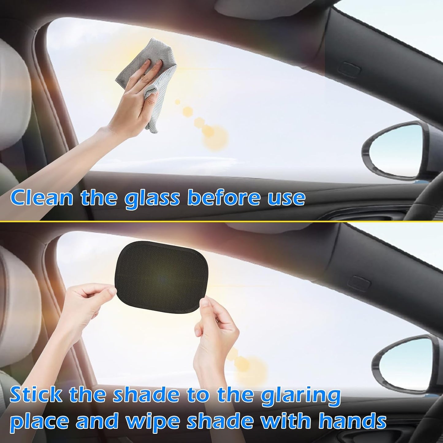 DIZA100 Car Sun Shade, 2 Pack Window Shade for Baby Universal Cling Sunshade for Side Window Sun Glare and UV Protection for Kids/Adults/Pets - 20''x12'' Fits 98% Cars(Suction Cup Stick)