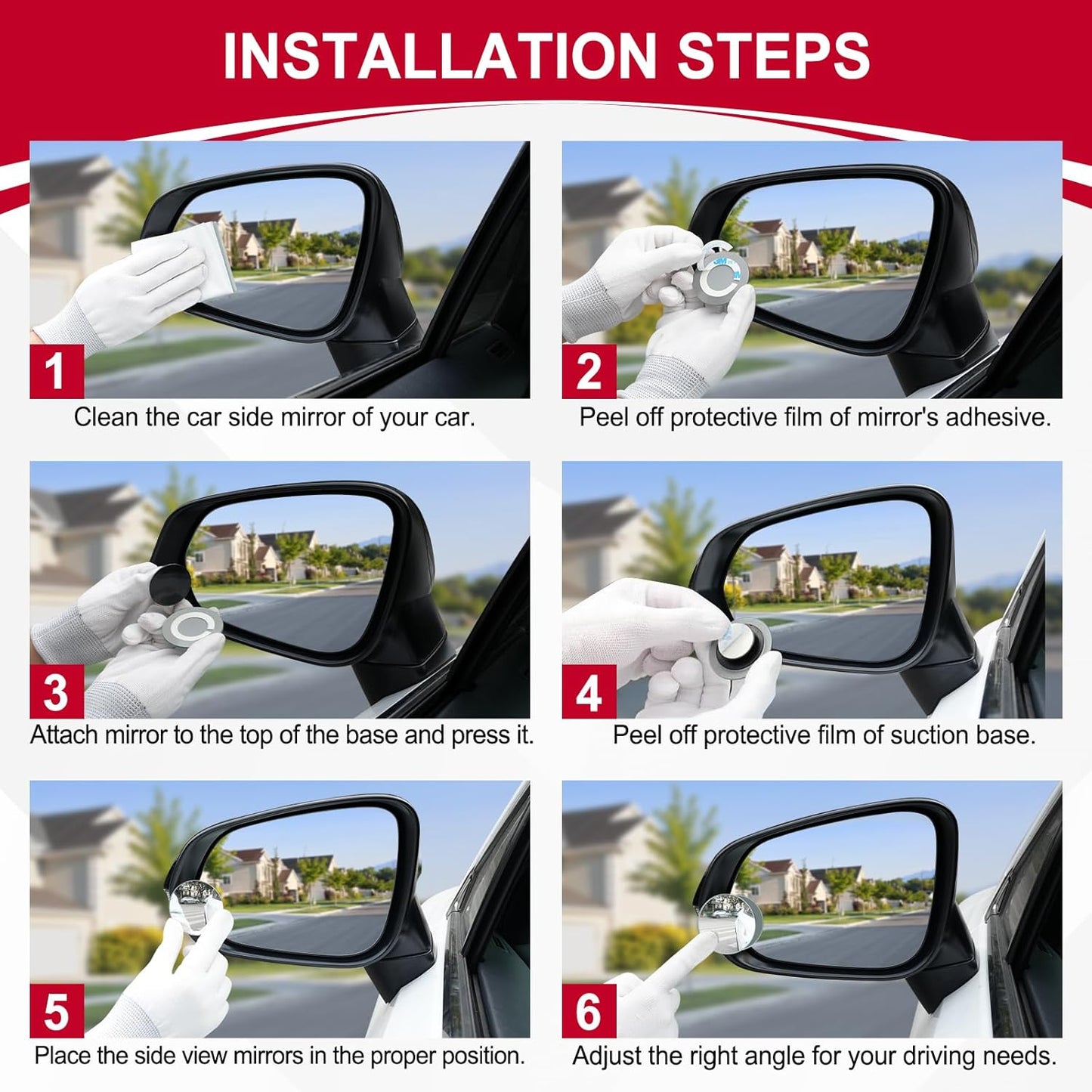LivTee Blind Spot Mirrors, HD Glass Frameless Convex Rear View Mirrors, Wide Angle Adjustable Stick for Side Mirror, Automotive Exterior Accessories for Car, SUV & Trucks, Pack of 2
