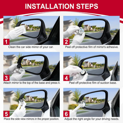 LivTee Blind Spot Mirrors, HD Glass Frameless Convex Rear View Mirrors, Wide Angle Adjustable Stick for Side Mirror, Automotive Exterior Accessories for Car, SUV & Trucks, Pack of 2