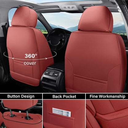 Coverado Seat Covers Full Set, Black Seat Covers for Cars 5 Seats, Car Seat Protector, Waterproof Nappa Leather Car Seat Cushion, Front and Rear Car Seat Cover Fit for Most Sedans SUV Pick-up Truck - Colors A