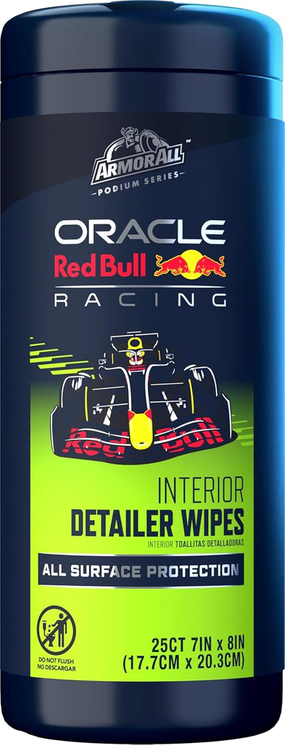 Armor All Podium Series Car Interior Detailer Wipes, Large Car Cleaner Wipes with UVA and UVB Protection, Developed With Oracle Red Bull Racing, 25 Count
