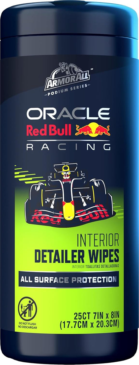 Armor All Podium Series Car Interior Detailer Wipes, Large Car Cleaner Wipes with UVA and UVB Protection, Developed With Oracle Red Bull Racing, 25 Count