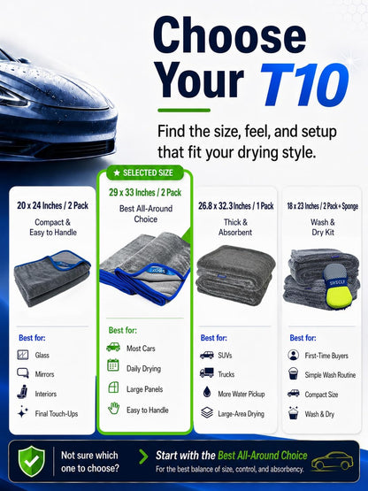 SHSCLY Compact Car Drying Towels, 2 Pack Twist Loop Microfiber Towels, Lightweight and Easy to Control, Highly Absorbent for Cars, Glass, Mirrors and Interior, 20 x 24 Inch