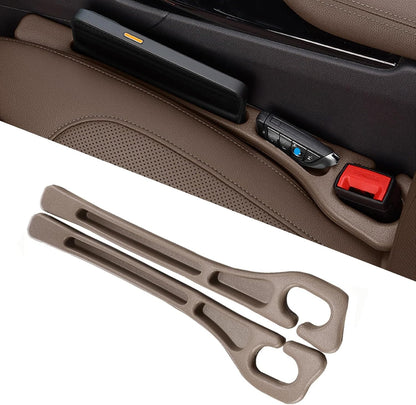 Car Seat Gap Filler Organizer of 2 – Universal Car Gap Seat Filler with Storage Pockets, No Drop Seat Guard for Phones, Keys & Cards, Car Accessories for Most Cars Trucks SUVs (Black)