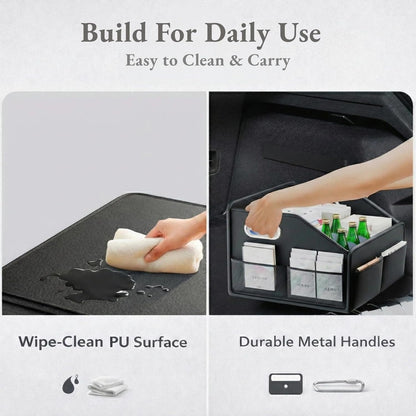 Car Seat Storage Organizer – Compact PU Leather Bin for Trunk, Front Seat, Back Seat & Car Floor