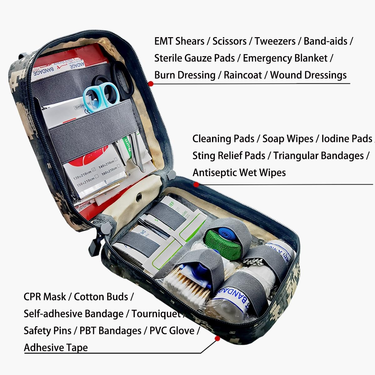 Carlebben EMT Pouch MOLLE Ifak Pouch Tactical MOLLE Medical First Aid Kit Utility Pouch (With Medical Supplies)