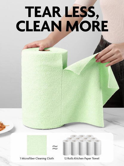 Fantasticlean Microfiber Cleaning Cloth Roll -75 Pack, Tear Away Microfiber Towels, 12" x 12", Reusable, Washable, Scratch Free, Ultra Absorbent for All-Around Cleaning Supplies (DimGray)