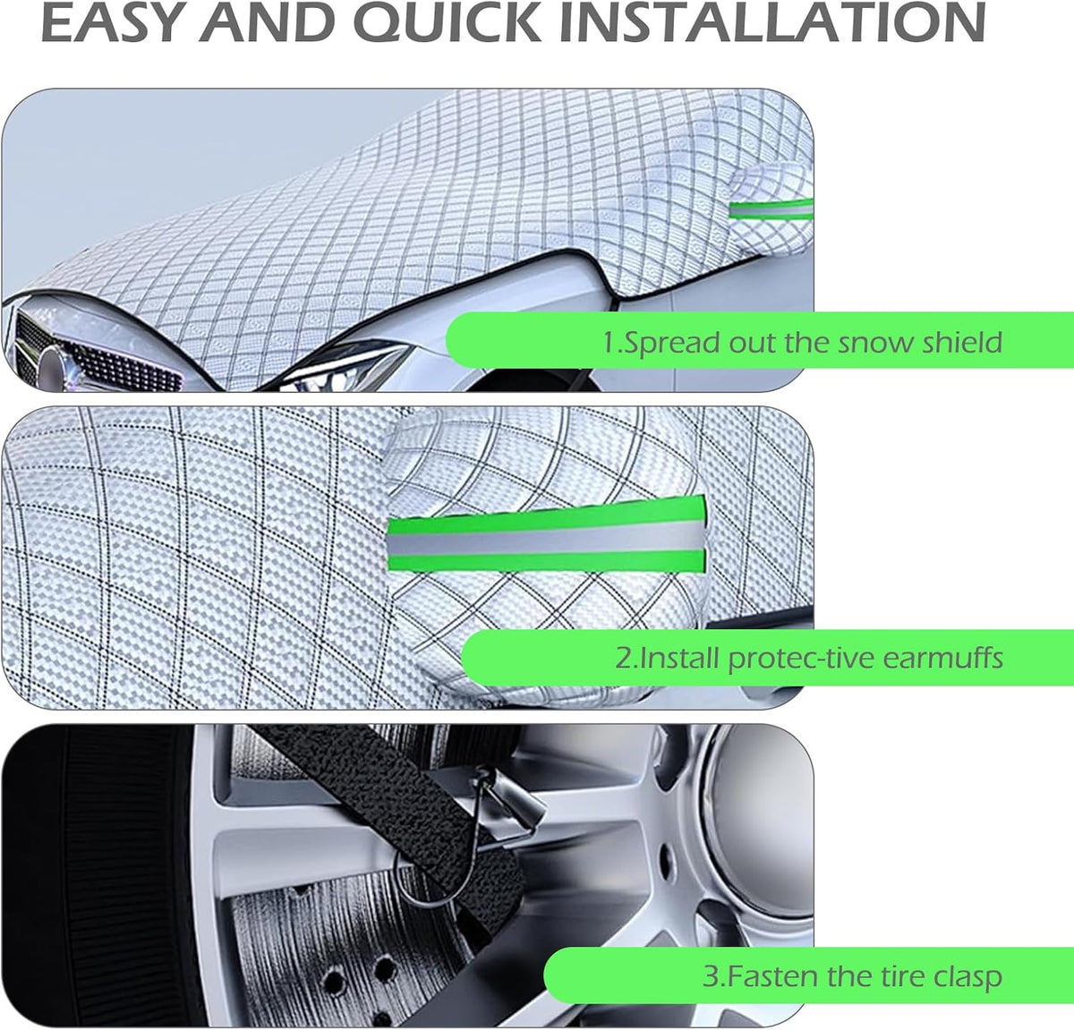 Heavy Duty Snow Car Cover, Widened & Thickened Vehicle Hood Windows Protector with Cotton Liner, All Weather Scratch-resistant Insulation Car Body Protector,Universal for Most Cars, SUVs, Trucks