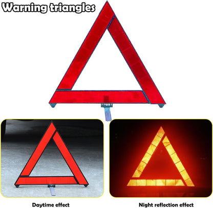 2 PCS Reflective Folding Vehicle Danger Sign, Safety Triangle Kit, Vehicle Breakdown Stop Warning Sign, Fit for Most Car (Red)