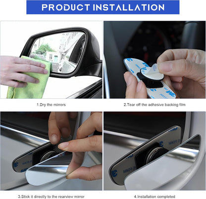 2 PCS Blind Spot Mirror, Adjustable Wide Angle Convex Side Rearview Mirrors, Long Framed Rectangular HD Glass Rear View Mirror for Sedans SUVs Trucks, Car Accessories (Framed Medium)