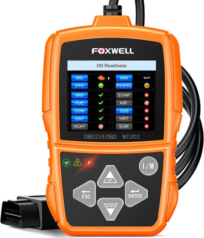 FOXWELL NT201 OBD2 Scanner Code Reader for Cars and Trucks - Reset Check Engine Light, Read and Clear Fault Codes, Live Data Diagnostic Tool for All Cars Since 1996