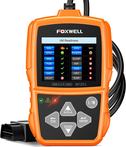 FOXWELL NT201 OBD2 Scanner Code Reader for Cars and Trucks - Reset Check Engine Light, Read and Clear Fault Codes, Live Data Diagnostic Tool for All Cars Since 1996