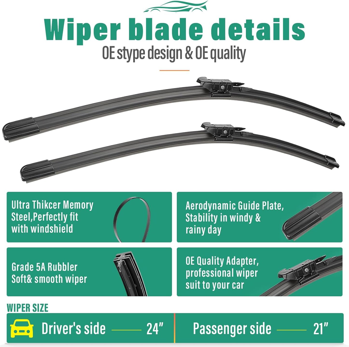 26" 16" 11" Windshield Wiper Blades Replacement for Chevrolet Chevy Trax 2024 2025 2026 Premium All Weather Front Rear Wipers Set - OEM Quality (Pack of 3) - Colors A