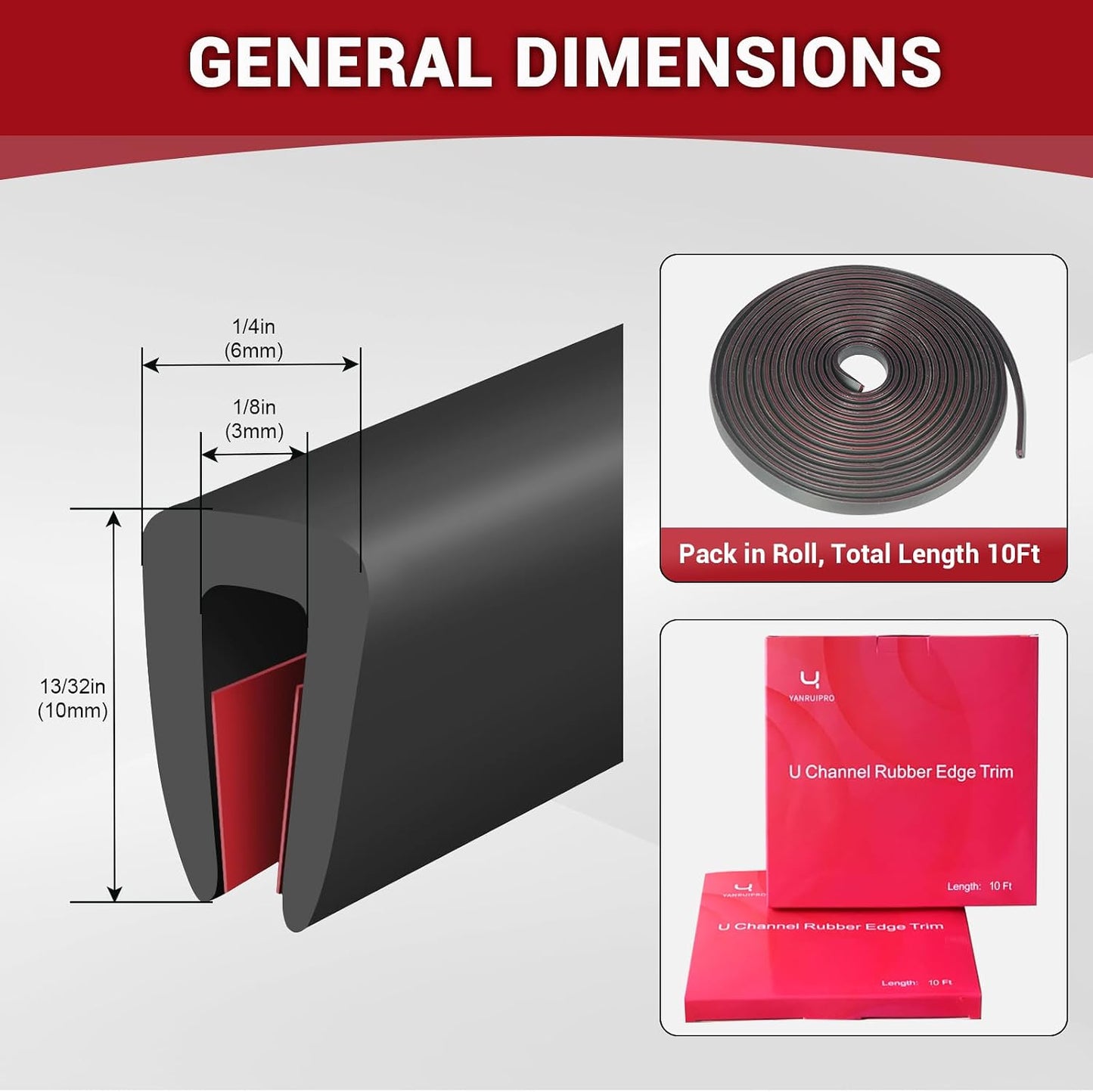 Rubber Edge Trim, 1/16" Self Adhesive Flexible U Channel Edge Protecter for Sheet Metal, Car Doors, U Shaped Sharp Edge Guards, Fit for 0-5/64" Wide Edge, Black Color, 10Ft, EPDM Material