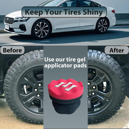 Tire Shine Applicator Pads, 2 Pcs Tire Dressing Applicator, Reusable Tire Shine Sponge Wave Contoured for Car Detailing, 3.15inch